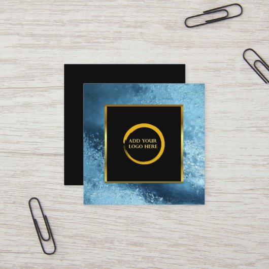 Carte De Visite Carré Logo simple noir or noir (Devant/Arrière en situation)