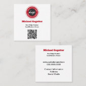Carte De Visite Carré Logo Social Media QR Code (Devant / Derrière)