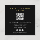 Carte De Visite Carré Logo Spiral Or Moderne Scannable QR Code noir (Dos)