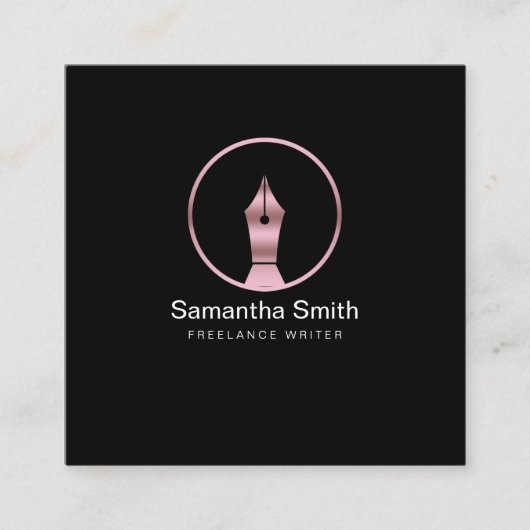 Carte De Visite Carré Logo stylo Écrivain freelance et Écrivain de calli (Devant)