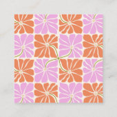 Carte De Visite Carré Logo super rétro rose rose floral (Dos)