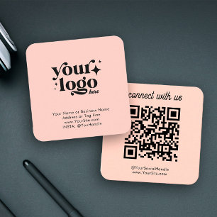 Carte De Visite Carré Logo sur mesure des médias sociaux QR Code noir si