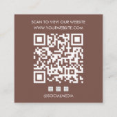 Carte De Visite Carré Logo Terracotta QR Code Website Social Media (Dos)