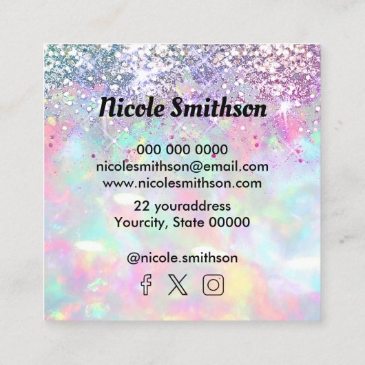 Carte De Visite Carré logo texture opale (Dos)