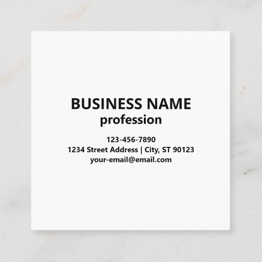 Carte De Visite Carré Logo unique ou Motif d'image | Noir (modifiable) (Dos)