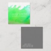 Carte De Visite Carré Logo vert aquarelle moderne industrie créative (Devant / Derrière)