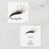 Carte De Visite Carré Long Lash Extension Maquillage Plumes Beauté Salon (Devant / Derrière)