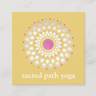 Carte De Visite Carré Lotus Exotique Jaune Floral Wellness Therapist