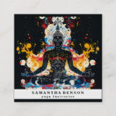 Carte De Visite Carré Lotus Fleur Logo Yoga (Devant)