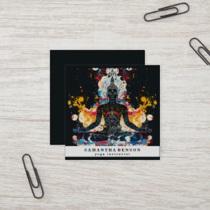 Carte De Visite Carré Lotus Fleur Logo Yoga