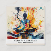 Carte De Visite Carré Lotus Fleur Logo Yoga (Devant)