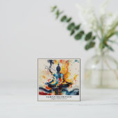 Carte De Visite Carré Lotus Fleur Logo Yoga (Debout devant)