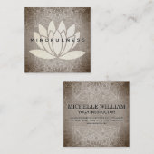 Carte De Visite Carré Lotus Fleur Mandala Motif Texture marbrée (Devant / Derrière)