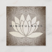 Carte De Visite Carré Lotus Fleur Mandala Motif Texture marbrée (Devant)