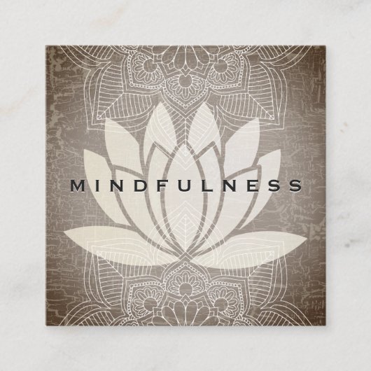 Carte De Visite Carré Lotus Fleur Mandala Motif Texture marbrée (Devant)