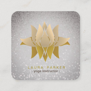 Carte De Visite Carré Lotus Fleur Yoga Instructeur Méditation Holistic