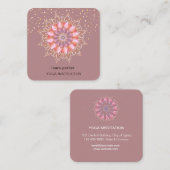 Carte De Visite Carré Lotus Flower Rose Gold Elegant Yoga Meditation (Devant / Derrière)
