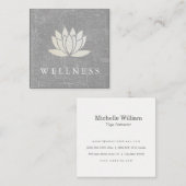 Carte De Visite Carré Lotus moderne Fleur Marbré Gris (Devant / Derrière)