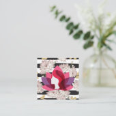 Carte De Visite Carré Lotus Woman | Fleurs | Papillons (Debout devant)