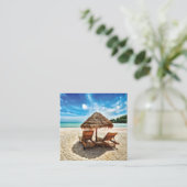 Carte De Visite Carré Lounge on beach throw pillow (Debout devant)