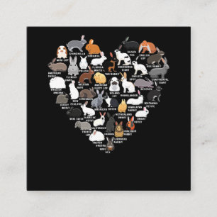 Carte De Visite Carré Love Bunnies Funny Rabbit Heart