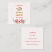 Carte De Visite Carré Love Cakes Floral Mariage Cake (Devant / Derrière)