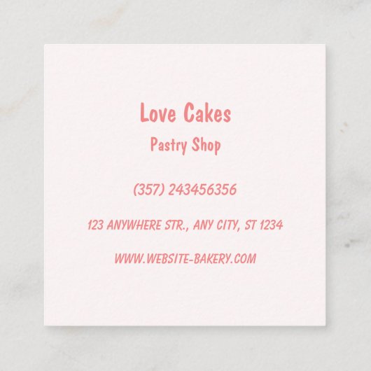 Carte De Visite Carré Love Cakes Floral Mariage Cake (Dos)