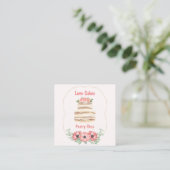 Carte De Visite Carré Love Cakes Floral Mariage Cake (Debout devant)