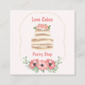 Carte De Visite Carré Love Cakes Floral Mariage Cake (Devant)
