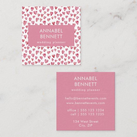 Carte De Visite Carré Love Heart Wedding planner (Devant / Derrière)