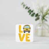 Carte De Visite Carré Love School Bus Driver Schoolbus Busdriver (Debout devant)