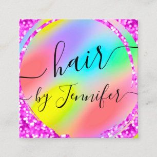 Carte De Visite Carré Loyalité 6 punaises Hair Lash Makeup Rainbow Pink