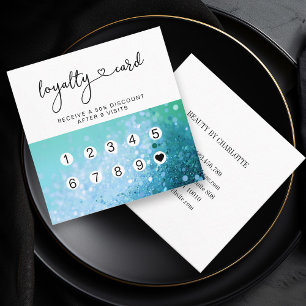 Carte De Visite Carré Loyauté 10 clous Lashes Parties scintillant