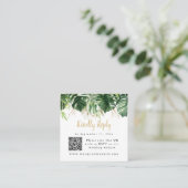 Carte De Visite Carré LUANA Tropical Greenery Beach Wedding QR Code Squ (Debout devant)