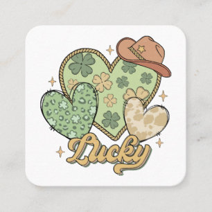 Carte De Visite Carré Lucky Western Jour de la Saint Patrick Shamrock de