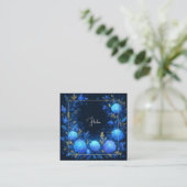Carte De Visite Carré Luminous Blue Floral Gold Celestial Frame Midnight (Debout devant)