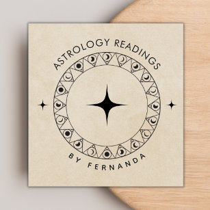 Carte De Visite Carré Lune beige Astrologie Lectures Sable spirituel