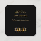 Carte De Visite Carré Lune céleste noire avec plumes d'or (Dos)