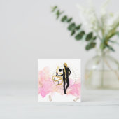 Carte De Visite Carré *~* Lune Cosmic Black Goddess Gold Rays Crystals (Debout devant)