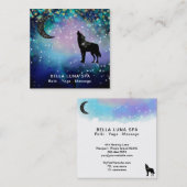 Carte De Visite Carré *~* Lune Cosmic ~ Howling Wolf Rainbow Shaman  (Devant / Derrière)