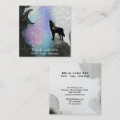 Carte De Visite Carré *~* Lune Cosmique.  Howling Wolf Rainbow Shaman  (Devant / Derrière)