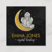 Carte De Visite Carré Lune d'or et cristaux de perles (Devant)