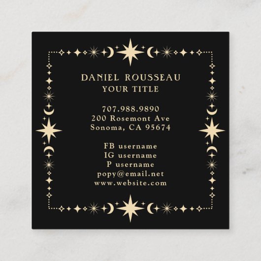 Carte De Visite Carré Lune mystique céleste (Dos)