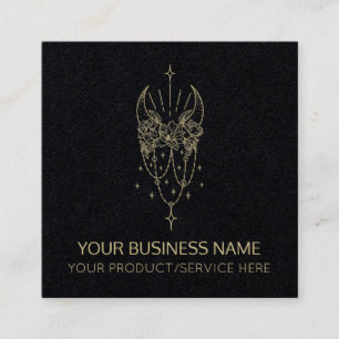 Carte De Visite Carré Lune Mystique Noire Et Étoiles