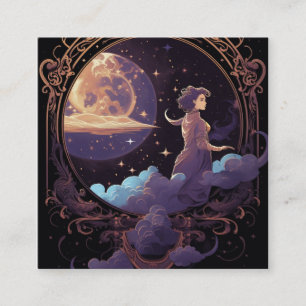 Carte De Visite Carré Lunes célestes Magique Arrière - plan cosmique
