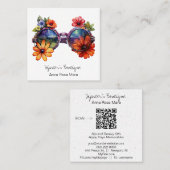 Carte De Visite Carré *~* Lunettes de couleur AP57 Boho QR BoldRetro Fle (Devant / Derrière)