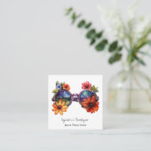 Carte De Visite Carré *~* Lunettes de couleur AP57 Boho QR BoldRetro Fle (Debout devant)