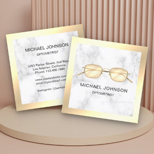 Carte De Visite Carré Lunettes de marbre en feuille d'or Ophtalmologue O