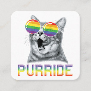Carte De Visite Carré Lunettes de soleil arc-en-ciel Gay Pride Chat Drôl