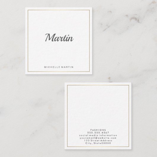 Carte De Visite Carré Lux simple (Devant / Derrière)